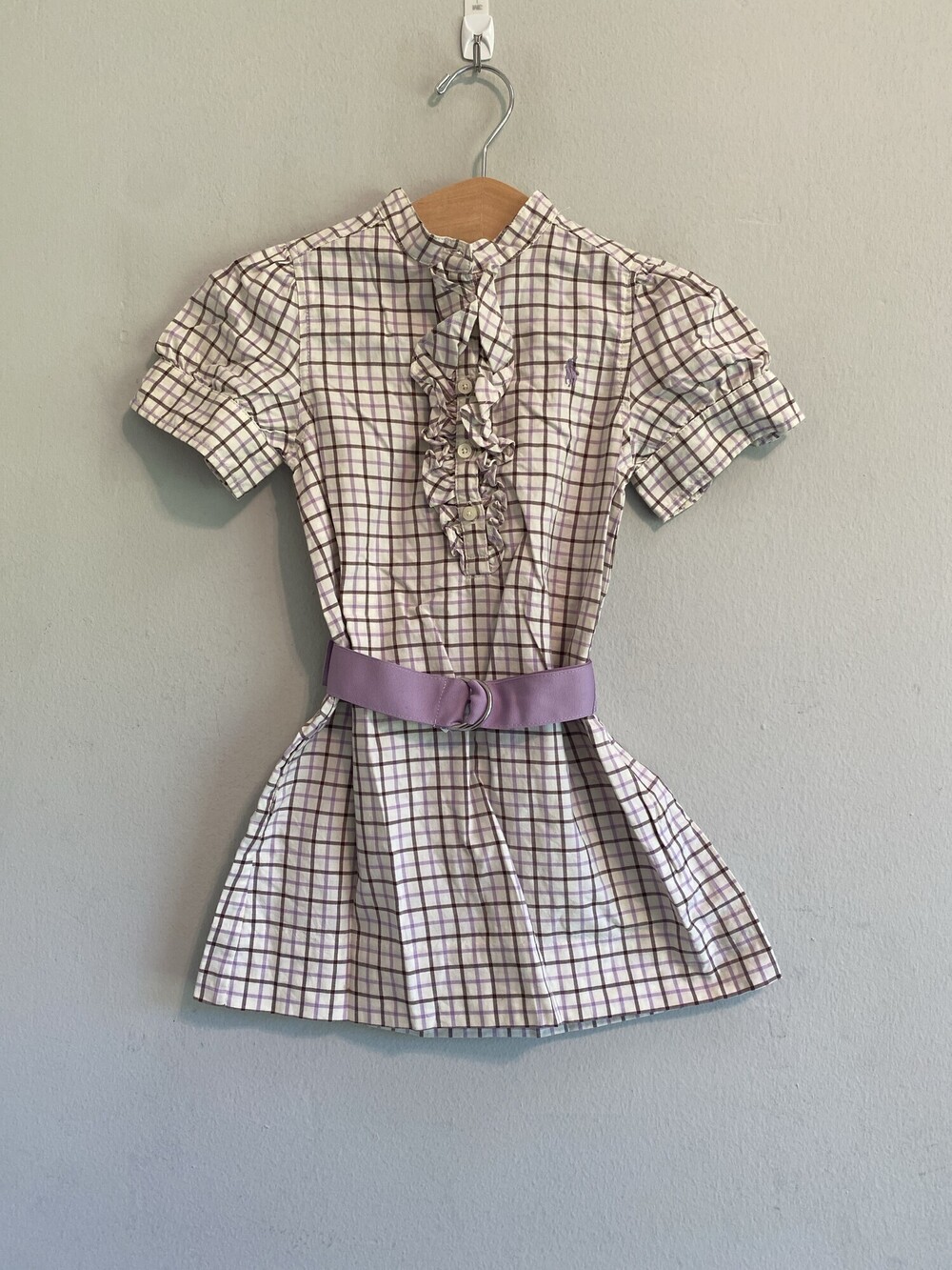 Ralph Lauren Purple Plaid Belted Dress Girls 3T